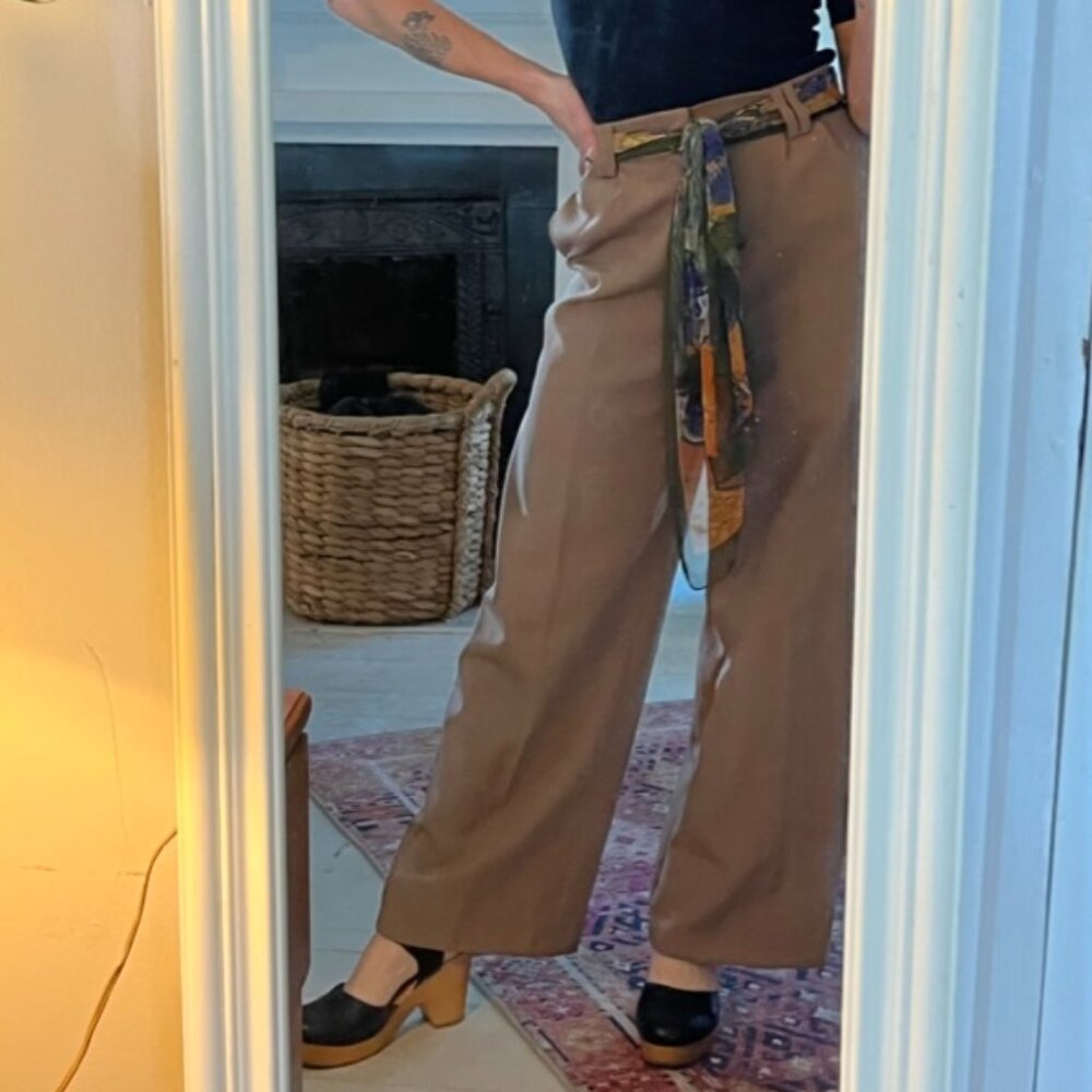 High-Waisted Tan Pants